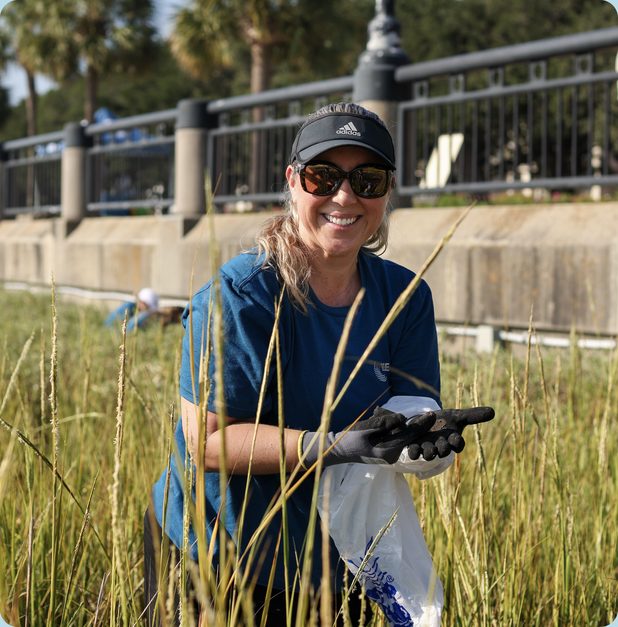 A Beemok team member working outdoors